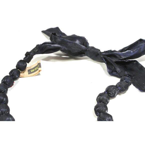 Neiman Marcus Lee Angel Black Silk Bauble Knot Fireball Tie Necklace NWT 350 - Picture 4 of 12